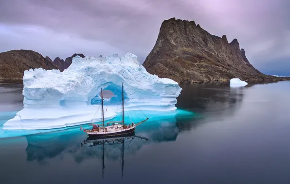 Ship, iceberg, North, north, ship, iceberg, sailing, sailing