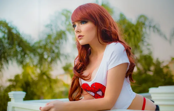 Wallpaper look, model, redhead, Darshelle Stevens for mobile and