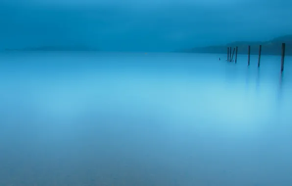 Picture landscape, nature, fog, lake, minimalism