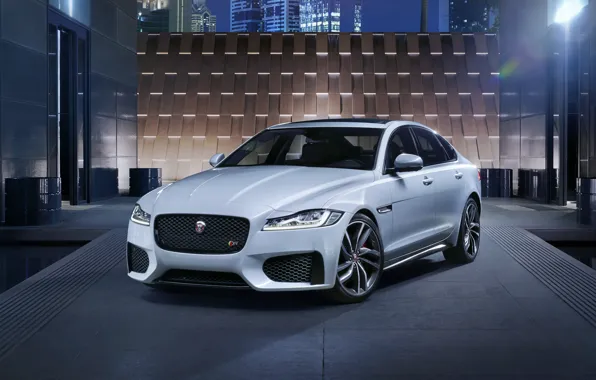 Jaguar, Night, The city, City, Night, White, 2016, Jag