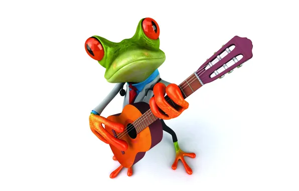 Frog, guitar, frog, funny