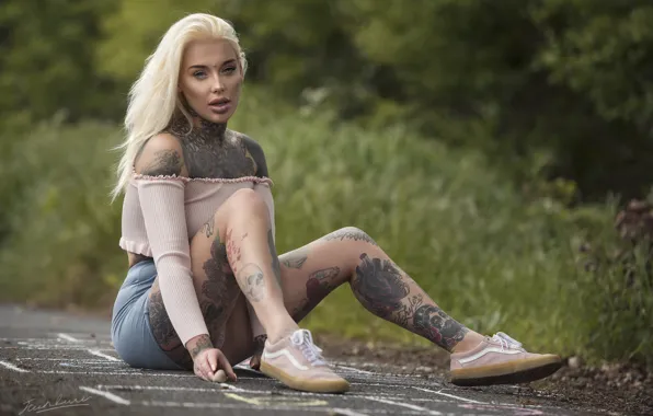 Girl, tattoo, Lauren Brock, Jack Russell