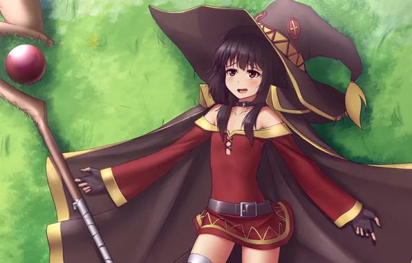 Girl, hat, MAG, staff, anime, art, Kono Subarashii sek'ai is Shukufuku wo, Megumin