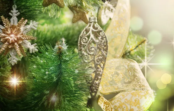 Toys, new year, spruce, decoration
