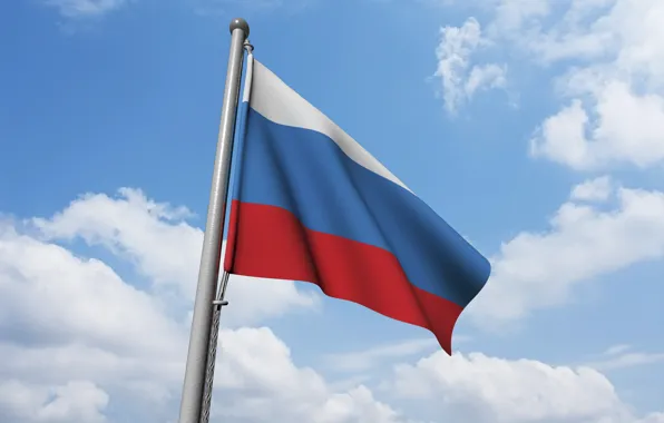 The sky, background, the wind, flag, Russia, Russia, sky, background