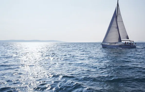The way, the wind, coast, yacht, sails, yacht in the Mediterranean, yacht in the Mediterranian …