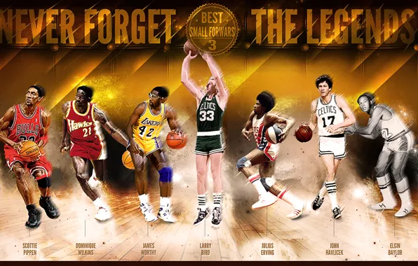 Picture Sport, Basketball, NBA, Scottie Pippen, John Havlicek, Larry Bird, Dominique Wilkins, Legends