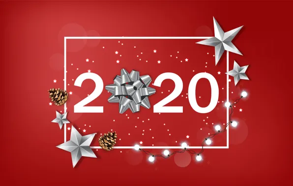 New year, congratulations, postcard, 2020