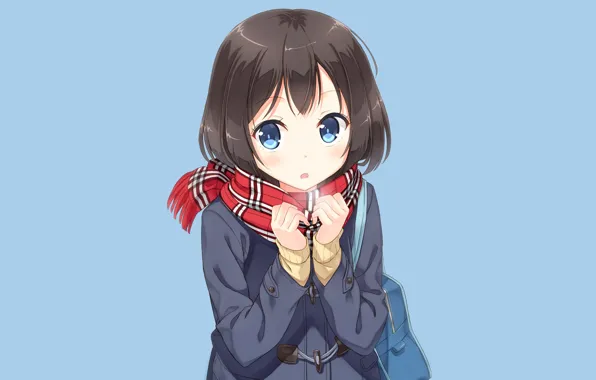 Cold, scarf, couples, girl, blue background