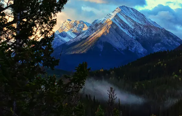 Picture clouds, tree, mountain, Jeff R. Clow