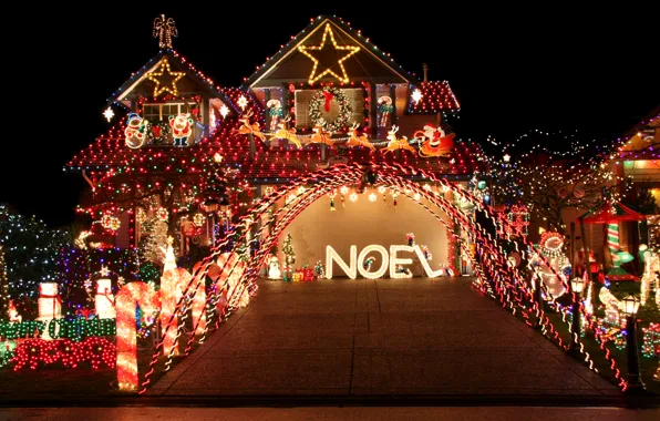 House, Christmas, New year, the scenery, garland, Christmas, Home, New Year