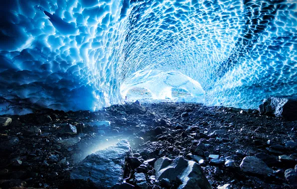 Ice, stones, cave, arch