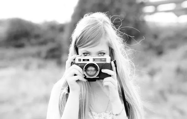 Picture look, nature, Girl, the camera, blonde