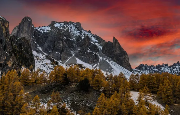 Picture autumn, the sky, mountains, nature