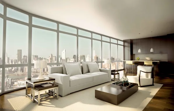 Picture design, sofa, panorama, living room