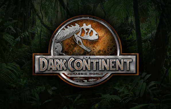 Picture logo, jungle, T-Rex, vegetation, Jurassic World, The Dark Continent Jurassic World