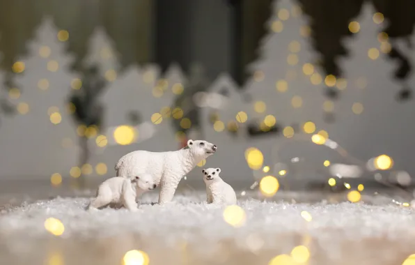 Background, holiday, tree, Christmas, figurine, white, bears, figures