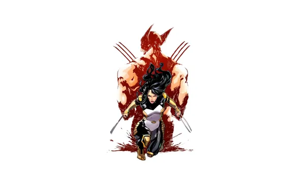 White background, Wolverine, Logan, Wolverine, Marvel, x-men, Comics, X-23