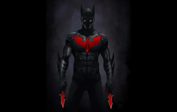 Picture black, superhero, art, DC Comics, Batarangs, batman beyond