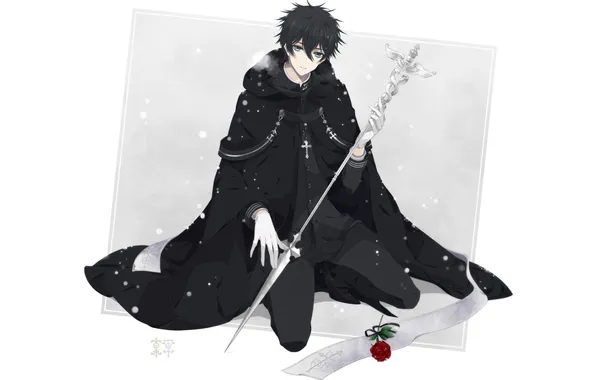 Picture snow, weapons, rose, cross, couples, Guy