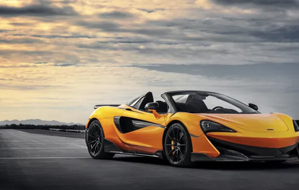 Sunset, McLaren, supercar, Spider, 2019, 600LT, Myan Orange