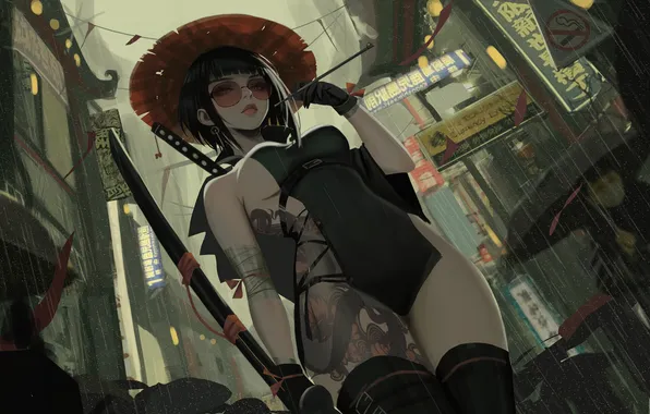 Fantasy, character, anime, battle, fan art, Illustration, city​​, neo