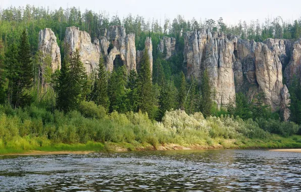 Picture lake, wall, rocks