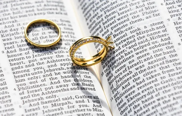 Picture decoration, gold, ring, book, wedding