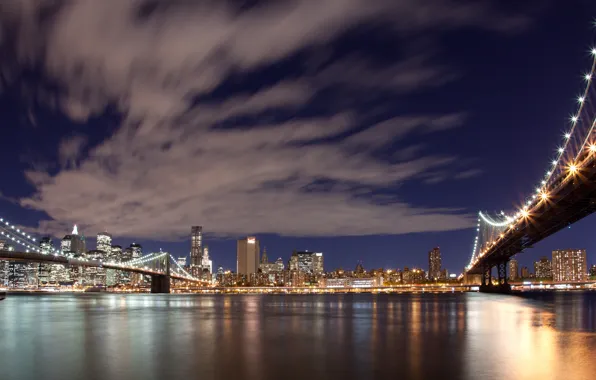 The sky, clouds, city, the city, lights, the evening, panorama, new York