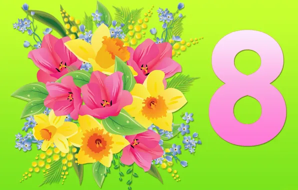 Picture flowers, background, bouquet, March 8