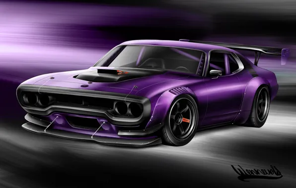 Auto, Figure, Machine, 1971, Art, Plymouth, Road Runner, Vehicles