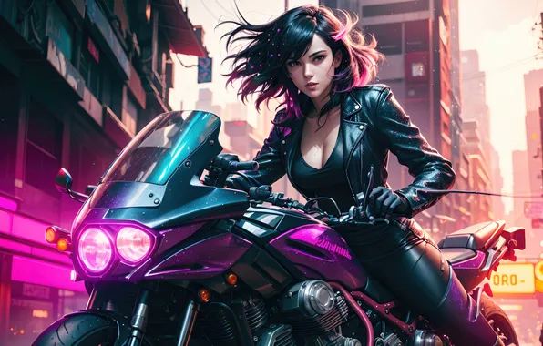 Anime, Bike, Motorcycle, Anime Girl, AI Generated