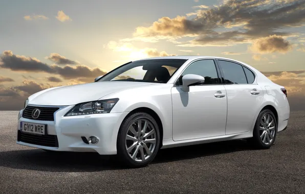 White, the sky, the sun, clouds, Lexus, Lexus, sedan, the front
