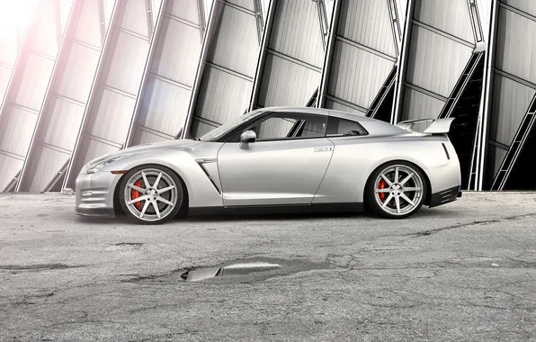 Silver, Nissan, GT-R, Blik, Nissan, silvery