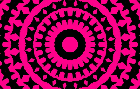 Pink, black, pattern, round, kaleidoscope