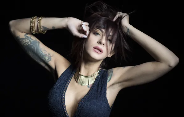 Picture face, model, hair, hands, tattoo, Marina