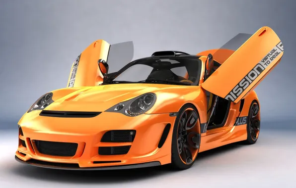 Orange, Porsche, Porshe, Art