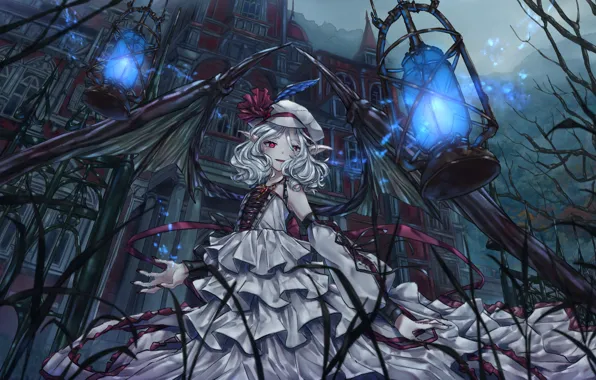 Girl, house, the game, wings, anime, Touhou Project, Remilia Scarlet