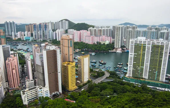 The city, photo, home, Hong Kong, skyscrapers, China, megapolis