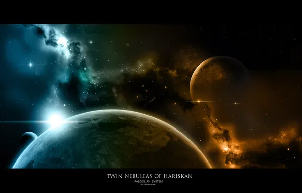 Space, nebula, planet