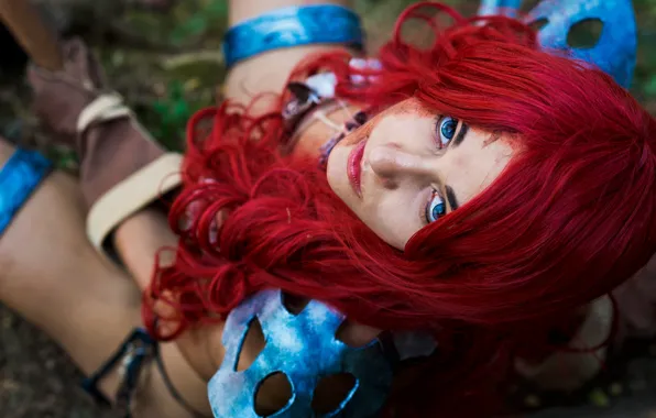 Picture look, girl, hair, red, cosplay, blue eyes, Red Sonja, Red Sonja