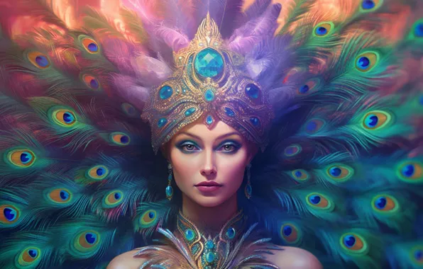 Look, girl, decoration, face, style, fantasy, bird, portrait