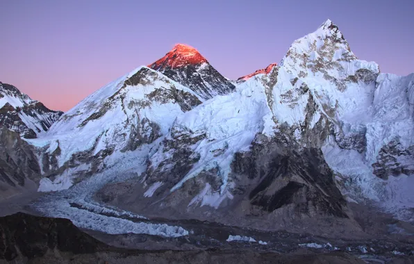 The sky, snow, mountains, nature, rocks, Chomolungma, Everest, Nepal