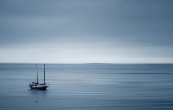 Sky, ocean, nature, seascape, clouds, alone, mood, ship