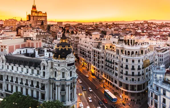 Picture city, Spain, buildings, Madrid