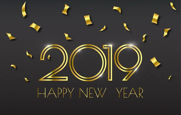 Gold, New Year, figures, golden, black background, black, background, New Year