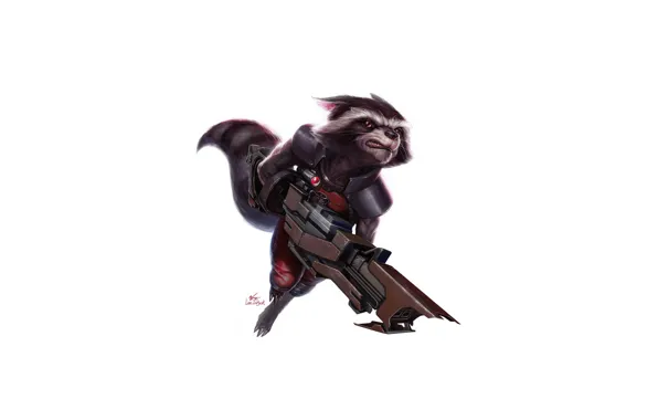 Fantasy, Gun, Art, Style, Background, MARVEL, Minimalism, Rocket