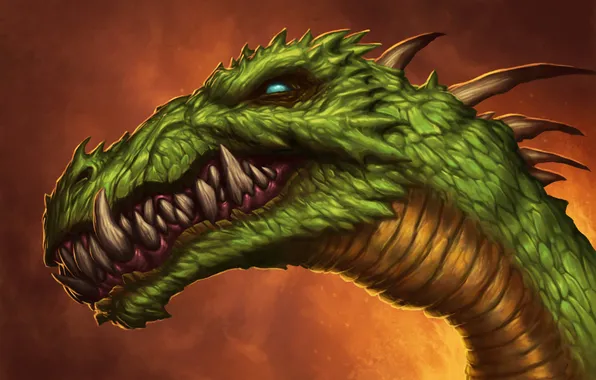 Picture green, eyes, dragon, teeth, head, mouth, fangs, grin