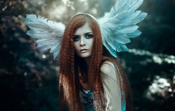 Girl, hair, portrait, feathers, makeup, Bella Kotak