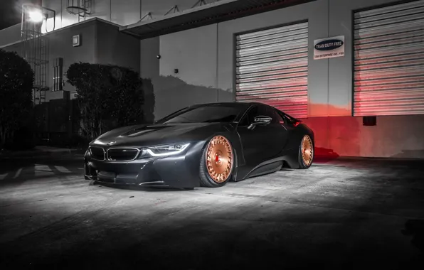 Picture bmw, wheels, black, tuning, night, face, germany, low